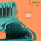 NEATERIZE Clothes Hangers Plastic 20 Pack for Adults - Plastic Hangers, The Perfect Coat Hanger and Space Saving Clothes Hangers for Closet, Percheros Ganchos para Colgar Ropa Hangars - Aqua Hangers
