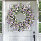 Artgar Front Door Wreath 24 Inch Spring/Summer Wreaths for Front Door, Front Door Wreaths for All Seasons for Indoor Outdoor Home Office Wall Window Wedding Farmhouse Decor (Purple)
