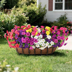 INQCMY Artificial Fake Flowers for Outdoor Spring Decoration,12 Bundles Faux Silk Colorful Morning Glory with Eucalyptus UV Resistant Realistic Fake Plants for Outside Planter Porch Patio Yard Garden