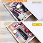 DCA 28 PCS Clear Plastic Drawer Organizers Set, 4-Size Versatile Bathroom and Vanity Drawer Organizer Trays, Storage Bins for Makeup, Bedroom, Kitchen Gadgets Utensils and Office