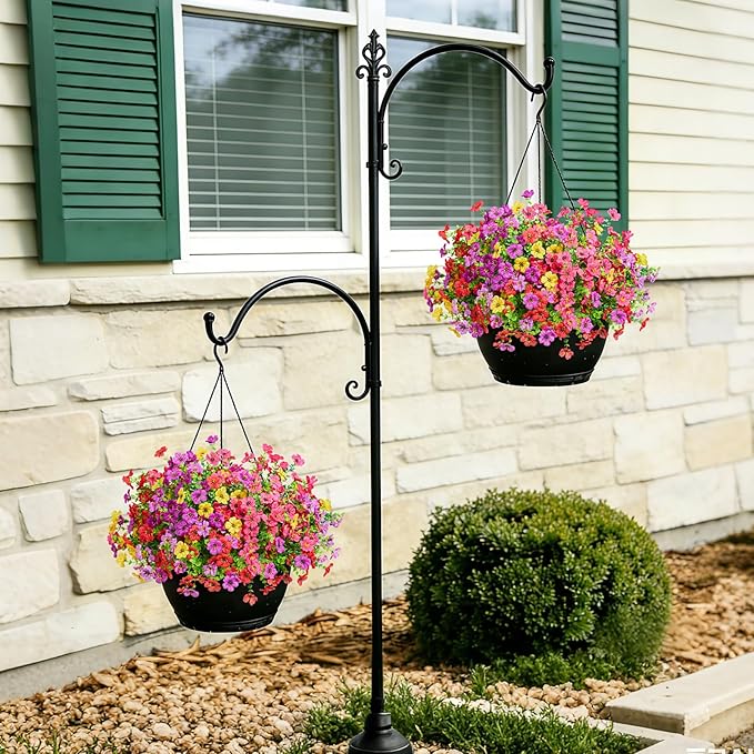 Fake Flowers for Outdoors Faux Plants Outside Indoor,UV Resistant Realistic Silk Artificial Daisy for Home Patio Garden Back Yard Front Poch Decor Spring Summer(12 Bunches,4 Multi Colors)