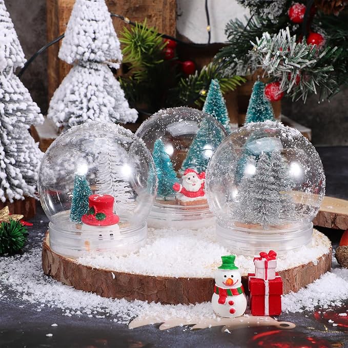 10PCS Plastic Snow Globe Water Globe 2.36 Inch DIY Clear Snow Globe with Screw Off Globe Kit for Christmas DIY Crafts Home Decoration