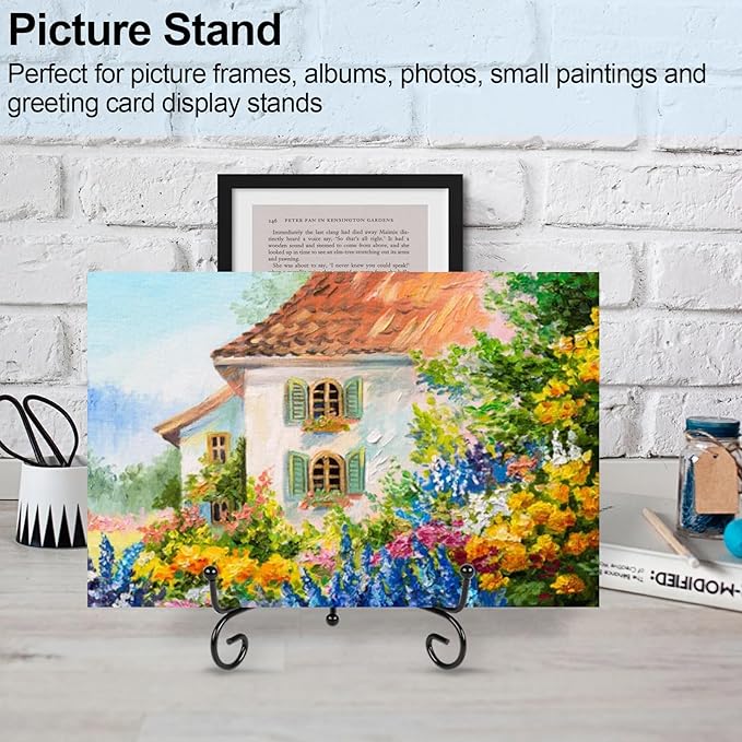 Vivinin 6 Pack Metal Plate and Picture Frame Stands - 5 Inch Display Holder for Art, Photos, Books and Platter