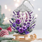 Charming Bauhinia & Violets Stained Glass Orament - Christmas Ornament - Christmas Decorations for Tree - Holiday Present ldeas - Gift Exchange