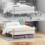 Under the Bed Storage Containers with Wheels, Under Bed Storage, Under Bed Shoe Storage Organizer Drawer, Tool-free Assembly Metal Underbed Storage Containers -Pink