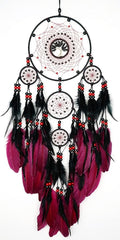 Large Dream Catchers, Boho Handmade Native Macrame Dream Catchers Wall Hanging for Bedroom Living Room Dorm Room Decor, Adults Wedding Party Decor, Festival Blessing Gift (Red & Black)