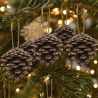 24 PCS Natural Pine Cones, 1.96 in Pinecone Ornaments, Rustic Pine Cones for Crafts, Winter Decorations for Home, Bulk Pines Cone with Gold String for Christmas Table Decor DIY Christmas Ornaments
