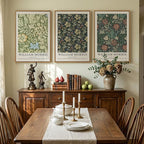 Large Framed William Morris Green Wall Art Set of 3, Vintage Floral Canvas Picture Paintings for Walls, Rustic Botanical Floral Artwork Prints for Living Room, Bedroom, Dining Room, Hallway, Office Wall Decor, Total Size 30x60 In