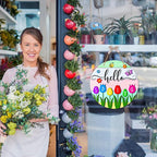JUESMOS Hello Spring Door Decorations Colorful Tulip Flowers Spring Wreath Sign for Front Door Welcome Spring Door Sign Farmhouse Spring Decorations for Home Wreath Wall Porch Indoor Outdoor