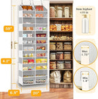 Over The Door Organizer 6 Tiers, Extra Large Behind Door Storage of 12 Compartments, 80 lbs Weight Capacity Hanging Storage Organizer with Clear Window Kids Toys,Shoes,Diapers,Room Storage,Light Grey