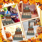 Moucuny 4 Pcs Thanksgiving Pumpkin Decor Fall Decorations for Home Thanksgiving Table Centerpiece Pumpkin Tiered Tray Decor Rustic Decorative Block Signs Farmhouse for Harvest Party Table Kitchen Home