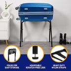 Lifemaster Metal Luggage Rack - Pack of 4 Foldable, Easy Assembly, Space Saving, and Stylish Steel Frame Guest Suitcase Stands with Nylon Straps - Black