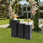 3Pcs Square Display Pedestal Stands Set for Party, Metal Display Stand Plinth Pillars, Cake Stands Pillars for Wedding Birthday Art Decor Risers, 11.8*31.5" (L), 11.02*25.6" (M), 10.24*23.6" (S)