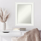 Amanti Art White Wall Mirror 29x23 Craftsman White Rectangle Bathroom Mirror for Wall Decor Living Room, Medium Casual Wood Frame, Hangs Horizonally and Vertically, Bathroom Decor, Beveled Edge
