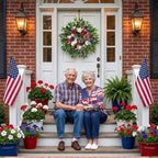 24 Inch 4th of July Wreath, Patriotic Wreaths for Front Door, Red White Blue Spring Summer Door Wreaths for Independence Day,Memorial Day Wreaths for Front Door Wall Window Decor