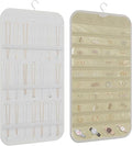 Hanging Jewelry Organizer Storage, 40 Pockets 36 Hooks Necklace Earring Bracelet Ring Organizer, Double - Sided Design, White and Beige