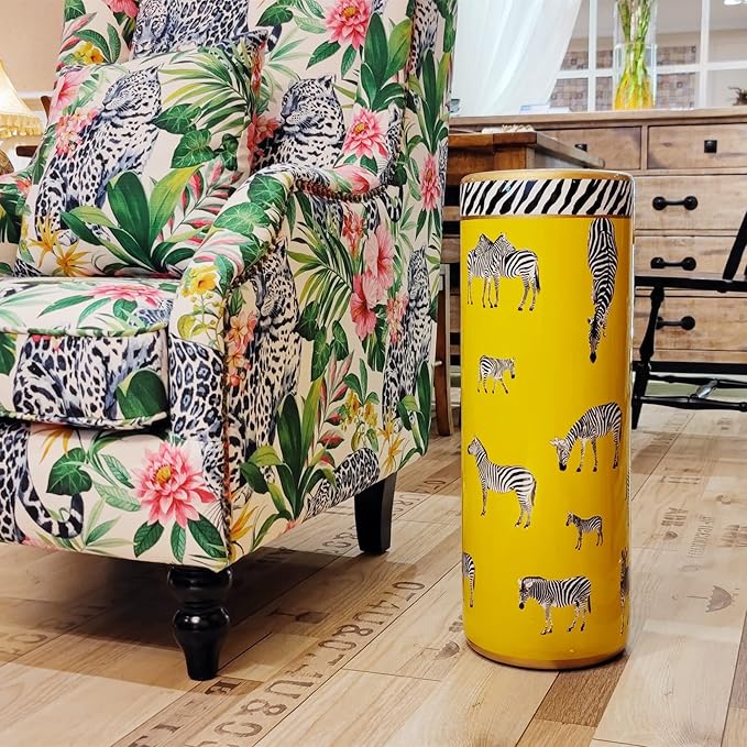 Umbrella Racks Porcelain Ceramic Umbrella Zebra Print Stand Umbrella Holder Modern Style Floor Vase for Storing Canes Walking Sticks for Entryway Indoor 24‘’High