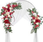 Lisuun Wedding Arch Flowers, Artificial Flowers for Decoration, 2pcs Flower Swag and 1 pcs Semi-Sheer Chiffon Table Runner Swag for Beautiful Dream Wedding Ceremony Floral Decor - Pack of 3