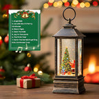 Christmas Snow Globe Lantern Water Glittering Christmas Tree Gifts with Music & Timer, USB Lined/Battery Operated Lighted Lantern for Christmas Festival Decorations