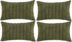 Fancy Homi 4 Packs Decorative Throw Pillow Covers for Living Room Couch Bed, Modern Farmhouse Boho Home Décor Accent Cushion Case, 20" x 12", Moss Green