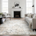5x5 Area Rug Living Room Rug: Washable Modern Abstract Soft Thin Rug Indoor Floor No Slip Stain Resistant Carpet for Bedroom Dining Room Farmhouse Nursery Home Office - Brown Grey