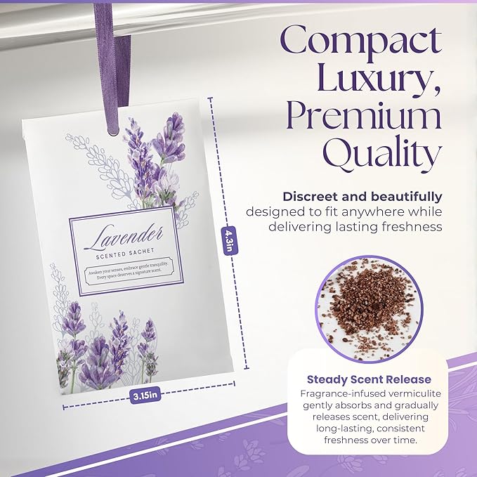 15 Pack Sachets for Drawers and Closets, Scented Sachets for Drawers, Closet Freshener Sachet for Drawers to Refresh Any Space, Sachet Bags, Scented Drawer Fresheners for Dresser, Lavender