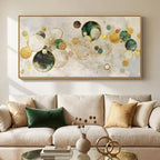Extra Large Framed Abstract Canvas Wall Art for Living Room, Oversized Horizontal Prints Paintings Artwork for walls, Modern Gold Circle Pictures Wall Decor for Bedroom, Office, Dining Room 30x60 In