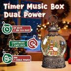 Christmas Snow Globes Lantern, Church and Christmas Tree Christmas Decorations Indoor, 6H Timer Battery & USB Powered Light Up Musical Snow Globes for Kids Women Adults Gift Thanksgiving Home Decor
