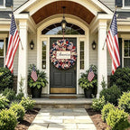 4th of July Decorations Outdoor Patriotic Wreaths for Front Door 250th Anniversary Decorations Red White and Blue American Flag Wreath (America 1)