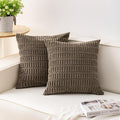 Aegero Pack of 2 Corduroy Decorative Throw Pillow Covers 24x24 InchSoft Striped Pillow Covers Modern Farmhouse Home Decor for Sofa Living Room Couch Bed（Green）