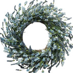 TEMPUS 20 Inch Blue Grains Flower String for Front Doors Wreath, Spring and Summer for Indoor and Outdoor Decor, Rustic and Farmhouse Style Home Blue Wreath