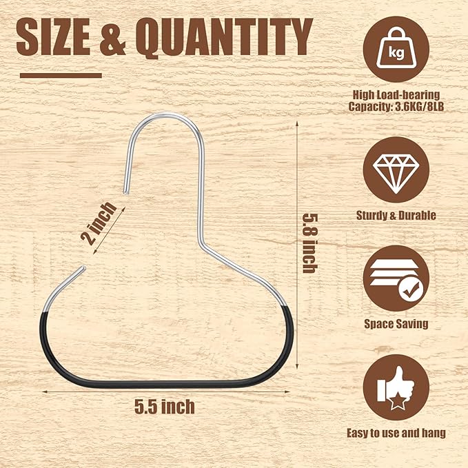 Zonon 12 Pcs Scarf Hangers Metal Belt Hat Ring Hanger with Grip Coating, Scarf Organizer Storage Holders for Ties Scarves Belts Tank Tops Hat Hooks (Black)