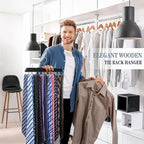 2 Pack Tie Rack Belt Hanger for Closet Upgraded Non Slip Tie Hanger Space Saving with 20 Foldable Hooks Wooden Belt Tie Organizer for Tank Tops Bras Cami Scarves
