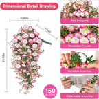 Artificial Hanging Flowers for Outdoors, 4 PCS UV Resistant Faux Plants Silk Realistic 150 Morning Glory Each Vines, Fake Plastic Floral for Garden Patio Spring Summer Decor, Pink