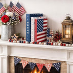 Thyle 4th of July Fake Decorative Books Wooden Firecracker Table Signs Faux Patriotic Decor Farmhouse Decoration Books for Independence Day 250th Anniversary Party Office Home Shelf Table Decor