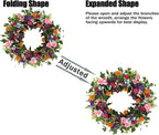 WreathDream Spring Summer Wreaths for Front Door Pansy Wreath with Pink Cherry Blossoms,Small Ball Bhrysanthemum for Indoor Outdoor Farmhouse Home Porch Wall Window Festival Wedding Decor