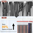 TOPIA HANGER Cedar 2 Pack 2 in 1 Belt Tie Hanger for Closet Max 60 Belts with 60 Ties Capacity, 20 Hooks Belt Tie Racks Hanger for Closet Organizer Storage Curved Fit Belt and Flat Fit Tie - CT60C