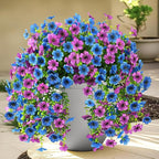 INQCMY 2Pcs Artificial Fake Hanging Flowers for Outdoors UV Resistant Artificial Plants for Spring Summer Decor Look Real Faux Flowers for Outside Home Planter Porch Patio Decor