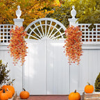 Homsunny Fall Flowers for Outdoors Fake Flowers UV Resistant Artificial Fall Flowers for Home Patio Balcony Yard Porch, Orange and Sunset Red