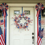 AMF0RESJ 4th of July Wreath Patriotic Wreaths for Front Door with red,White,Blue Glitter Star for Front Door Farmhouse Home Wall Independence Day Decoration