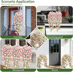 Waipfaru Artificial Petunias Flowers for Outdoors, 4 Pcs UV Resistant Fake Hanging Plants Spring Outside Decor, Faux Silk Flowers Long Trailing Vines for Outdoor Planters Porch Garden