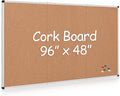 Extra Large Cork Bulletin Board 96" X 48", Foldable Notice Pin Board for Wall, Silver Aluminum Framed 8'x4' Corkboard, Wall Mounted Noticeboard with 36 Push Pins for School, Home & Office