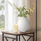 White Ceramic Large Vase - 9.84 Inch Round Modern Ceramic Vases,Tall Vase for Decor Living Room Table Decor and Festive Home Interiors