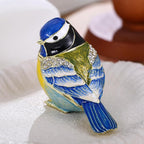 Hand Painted Trinket Box for Home Decor Accents, Enamel Hinged Jewelry Box for Bookshelf Office Table Desk Decoration, Classical Figurine Collectible Keepsake Animal Sculptures (Blue Jay)