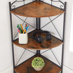 VECELO Corner Table/Cabinet with Storage Shelves, Free-Standing Organizer for Compact Space in Living Room/Study/Lobby/Bedroom