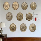 Vintage Key Wall Sculpture, Antique Wall Decor,Retro Hallway Wall Art,Hanging Decoration with Embossed Key Design, Oval Aesthetic Room Decor, Vintage Decoration for Living Room Bedroom Gallery,Unique Gifts