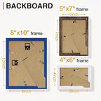Vittanly 15 Pack Picture Frames Collage Wall Decor, Multi Sizes Including 3pcs 8x10, 6pcs 5x7 and 6pcs 4x6 Photo Frames, Gallery Frame Set for Wall or Tabletop Display, Blue, Brown and White