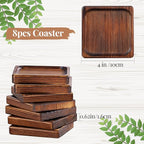 Wooden Coasters for Drink-Coasters Set of 8,Acacia Wood Drink Coasters Set for Coffee Table Decor, Modern Cup Coaster for Kitchen Accessories Cute Beer Bar Decorative Rustic Outdoor Coasters