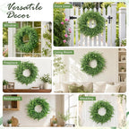 Artificial Boxwood Wreath, Spring Wreath for Front Door, Realistic Green Wreath for All Seasons Farmhouse Indoor Outdoor Home Decor (28 inches)