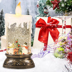 Wondise Rechargeable Musical Snowman Snow Globe Lantern with 6H Timer, Battery Operated USB Powered Lighted Snow Globe Lamp Spinning Water Swirling Glitters Holiday Decor